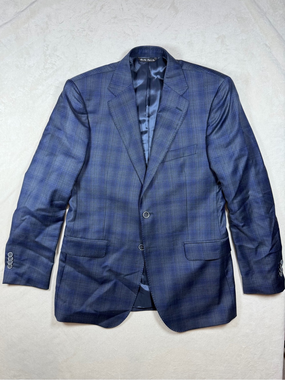 Alberto Zimni REDA 1865 Italy 100% Wool Blue Plaid Two-Button Blazer Sport Coat